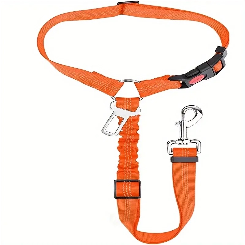 Metal Buckle Dog Leash Retractable Safety Belt Pet Collar Car Mounted Dog Rope Gold Buckle Dog Dog Leash Home Supplies: Orange