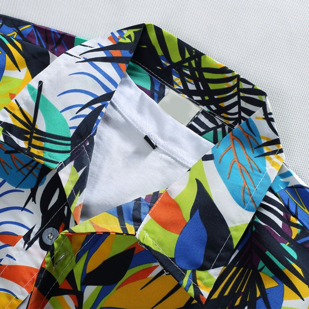Regelmatige Fit Heren Katoen Korte Mouw Hawaiian Shirt Zomer Casual Bloemen Shirts Mannen Plus Size M-3XL Tops