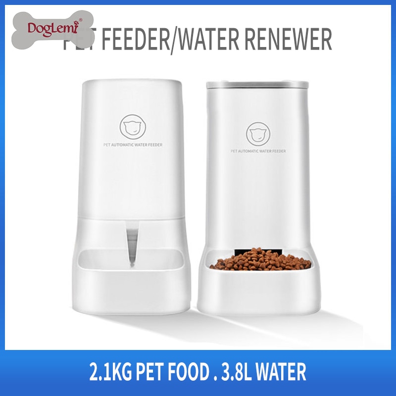 DogLemi 3,8 L Haustier Automatische Zubringer Hund Katze Welpen Lebensmittel Trinker Wasser Zubringer Schüssel Schüssel Auto Zubringer Spender Selbst-