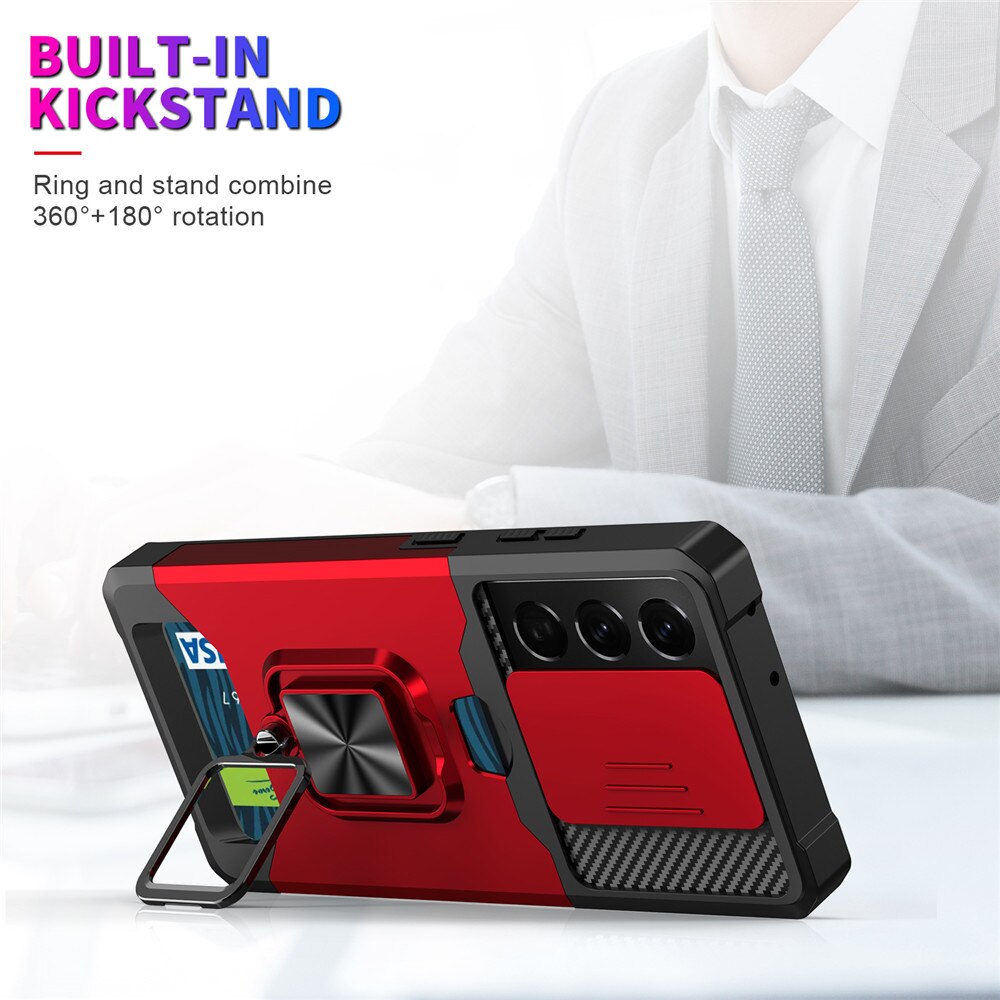 Til samsung galaxy note 20 ultra 5g etui slide panser stødsikkert kort slot etui note 20 note 20 ultra magnetisk metal stativ cover