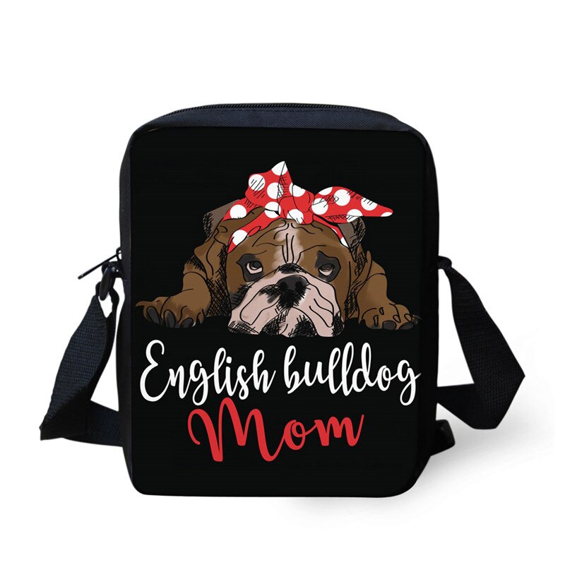 ELVISWORDS Bulldog Pug bolsa de perro Mini bolsos de mensajero para niños mochilas escolares niñas bolso de hombro para mujer bolsa de viaje mejores de navidad: L3148E