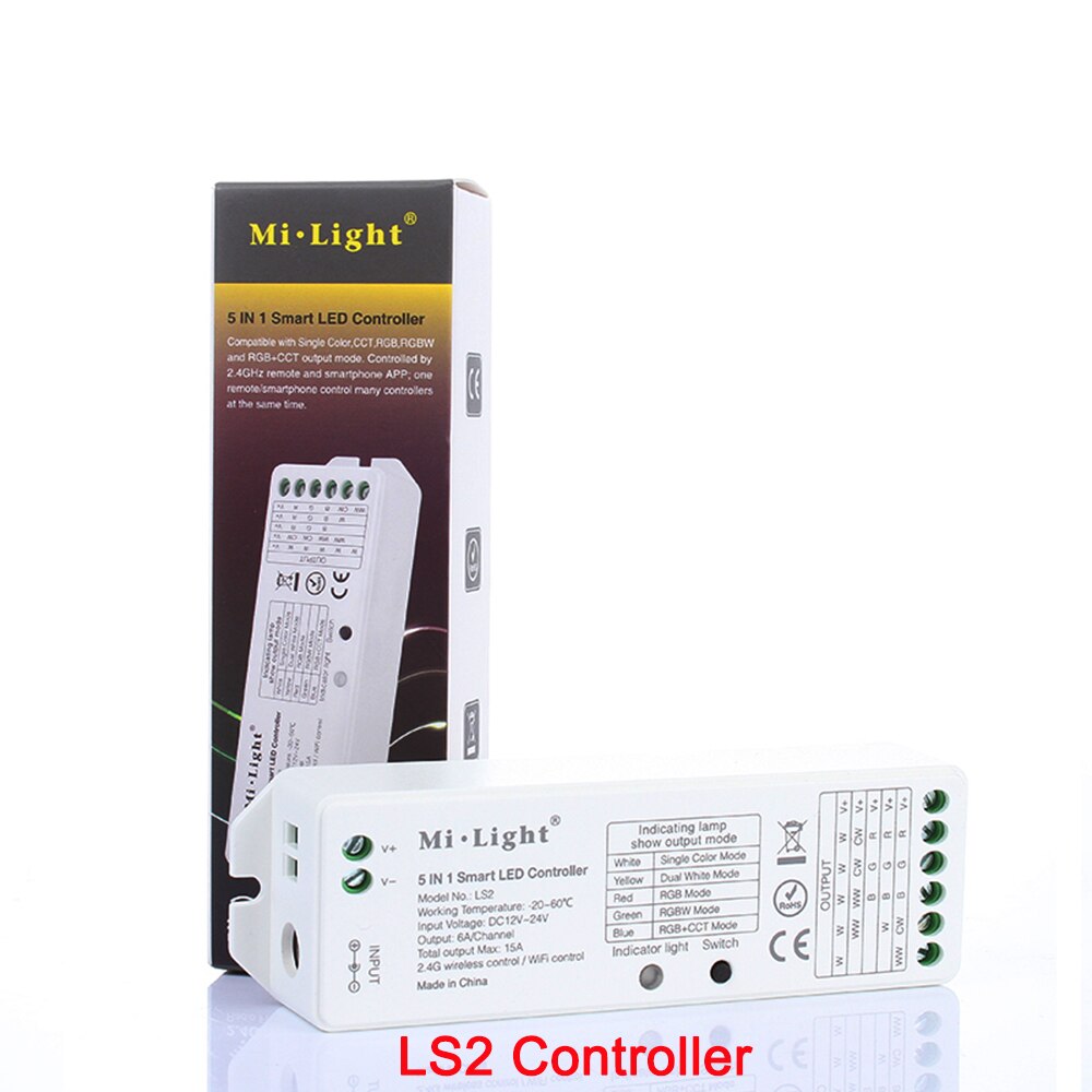 MiLight 2.4G sans fil 8 zones FUT089 à distance; B8 écran tactile mural; LS2 5IN 1 led de contrôle intelligent pour RGBW RGB + CCT bande led: LS2 Controller
