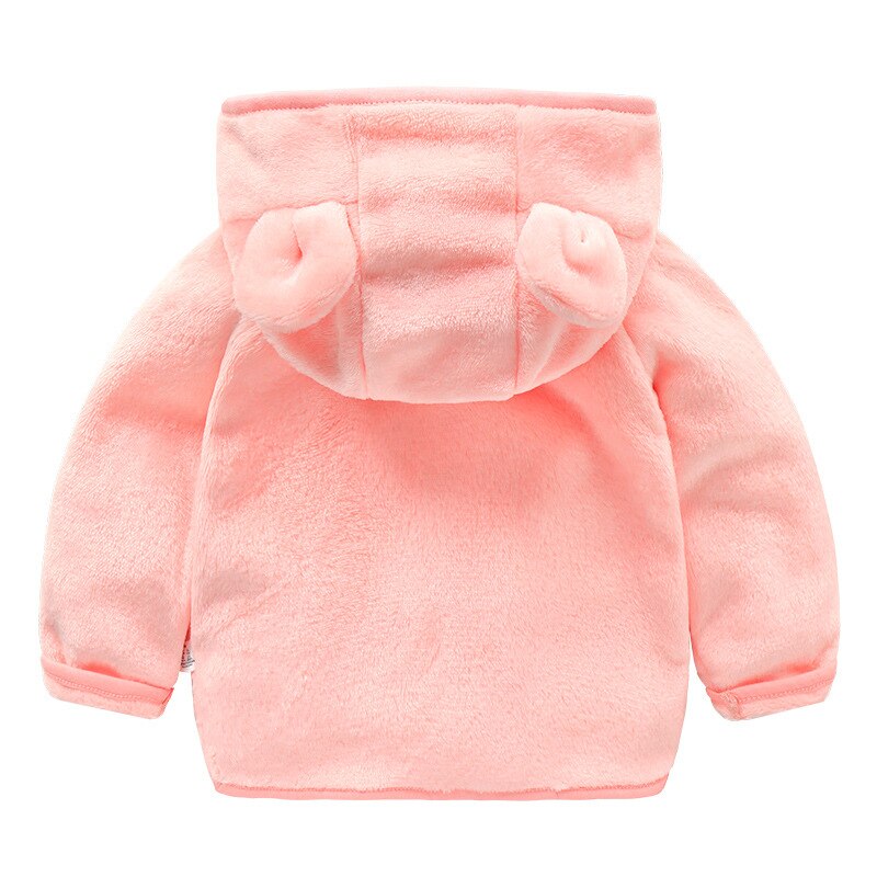 Børnefrakke efterår varm blød uld jakke baby dreng tegneserie hættetrøje tøj pige pink dejlig øre frakke top