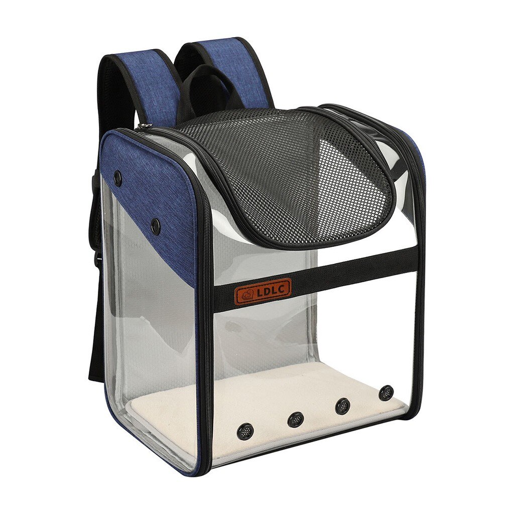 Nueva mochila transparente Visible para mascotas, mochila porta gato, mochila transpirable para viaje al aire libre para perros pequeños y gatos @ 40: Azul