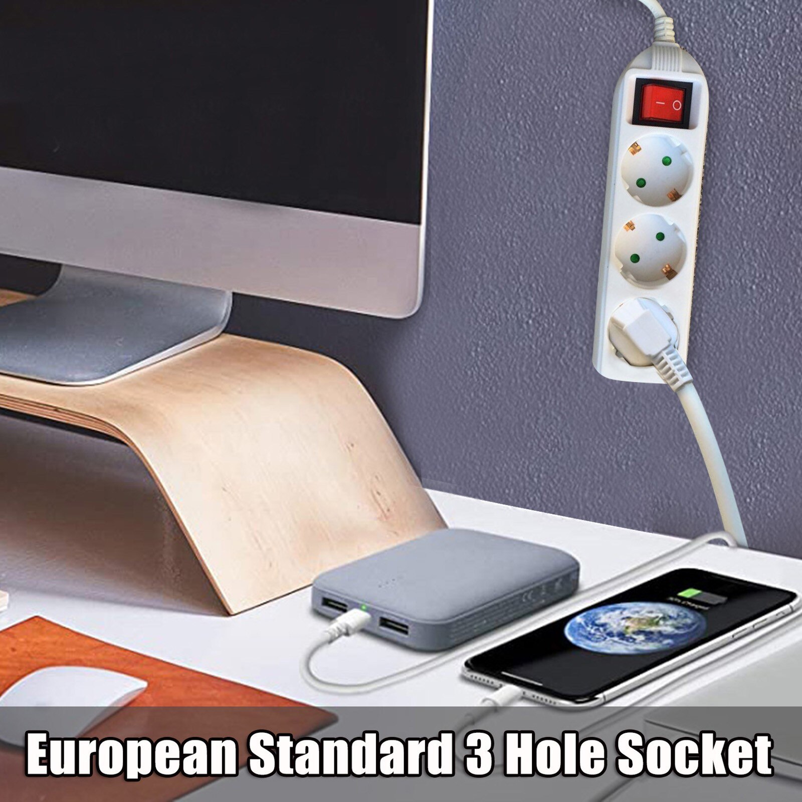 European Standard Wall Power Three Socket 2 Round Plug 3 Hole Socket With Switch On Off Eu Extension Outlet Switch Socket D4: Default Title