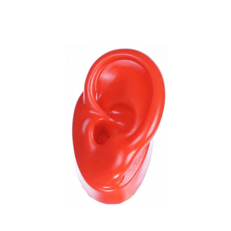 Silicone Ear Model Human Artificial Ear Display for Hearing Aids IEM Earphones Display and Lecturing: Red Left side