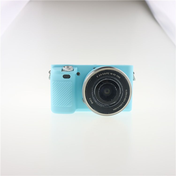 Belle housse de protection pour Sony A6000 ILCE-6000L 16-50mm lentille TPU souple en caoutchouc de Silicone: Bleu ciel