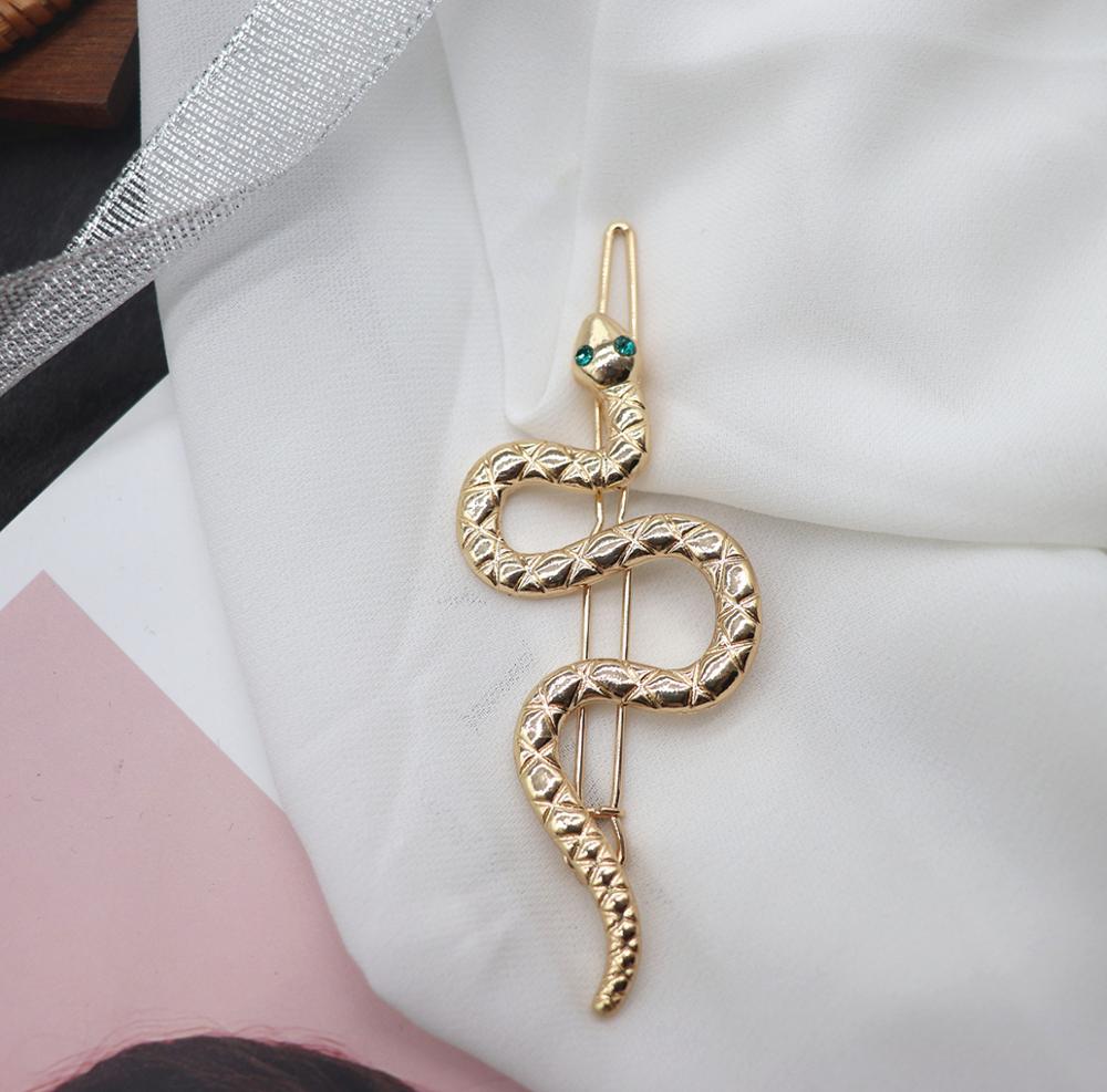 Cute Simple trend retro Snake vintage metal One line hairpin for women jewelry: A