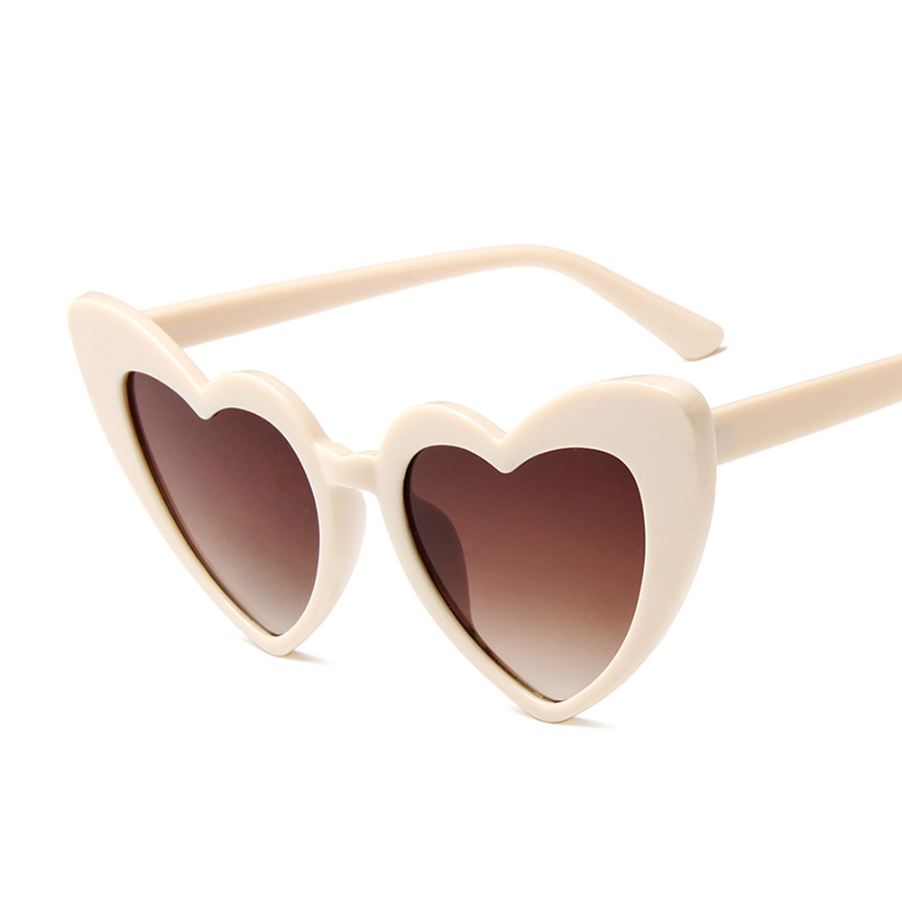 Heart Shaped Sonnenbrillen für Frauen Liebe Herz Sonnenbrille UV400 Schutz Brillen: Beige