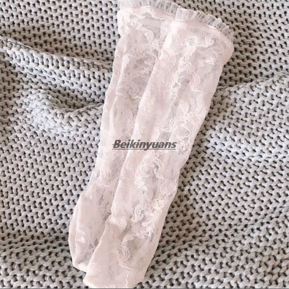 Ultra-Dunne Kinderen Sokken Effen Kleur Kant Meisje Mesh Buis Huidvriendelijke Ademende Sok Baby Prinses Stockiings wit Kant
