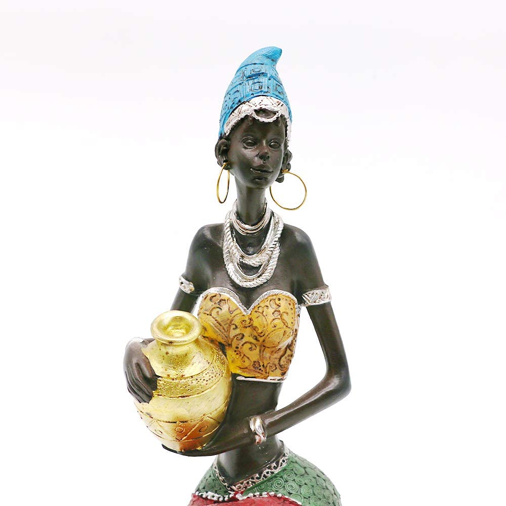 African Statues Figurines,7.5" African Sculpture Black Women Figure Girls Home Decor|Decoration Collectible Art Decorative