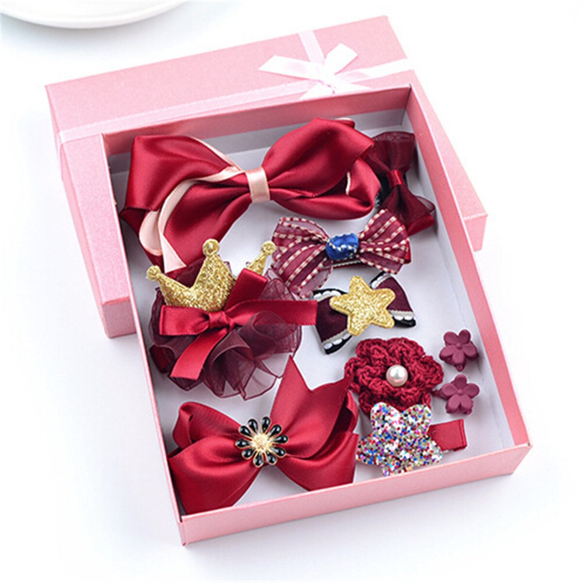 Focusnorm 10 Pieces/Set Toddler Baby Girl Hair Accessories Bowknot Animal Lace Tiaras Hair Hip Headwear For Girl: B