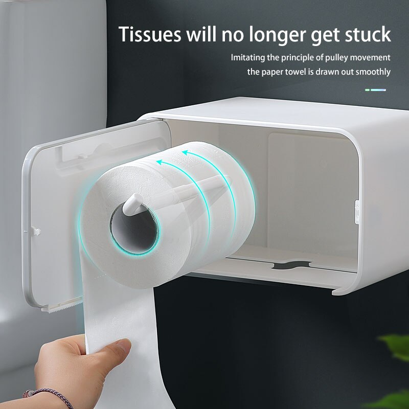 Badkamer Muurbevestiging Waterdichte Toiletrolhouder Voor Handdoeken Creatieve Lade Tissue Doos Plank Papierrol Buis Magazijnstelling