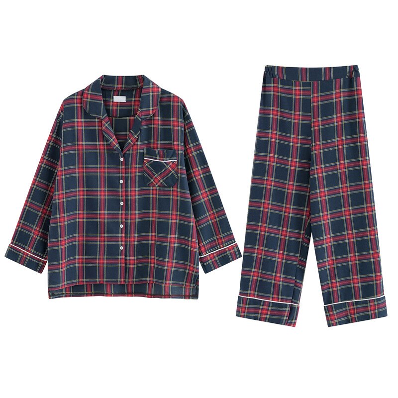 1 sett par pyjamas sett rutenett farge hjemmeklær for kvinner menn nattøy myk bomull pyjamas par pyjamas mujer hjemmedresser