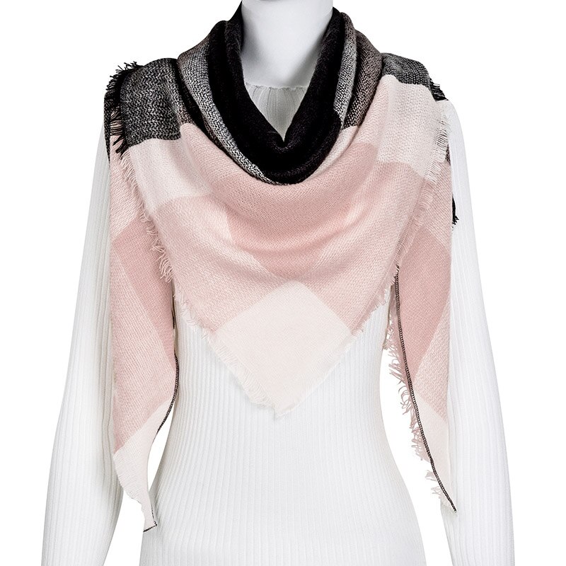 Evrfelan femmes écharpe de hiver foulards femme cou porter Plaid bufanda Triangle forme écharpe: C35