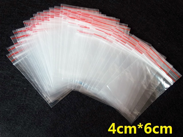 100 Stks/partij 4X6 Cm Sieraden Ziplock Zip Rits Lock Hersluitbare Plastic Poly Clear Tassen