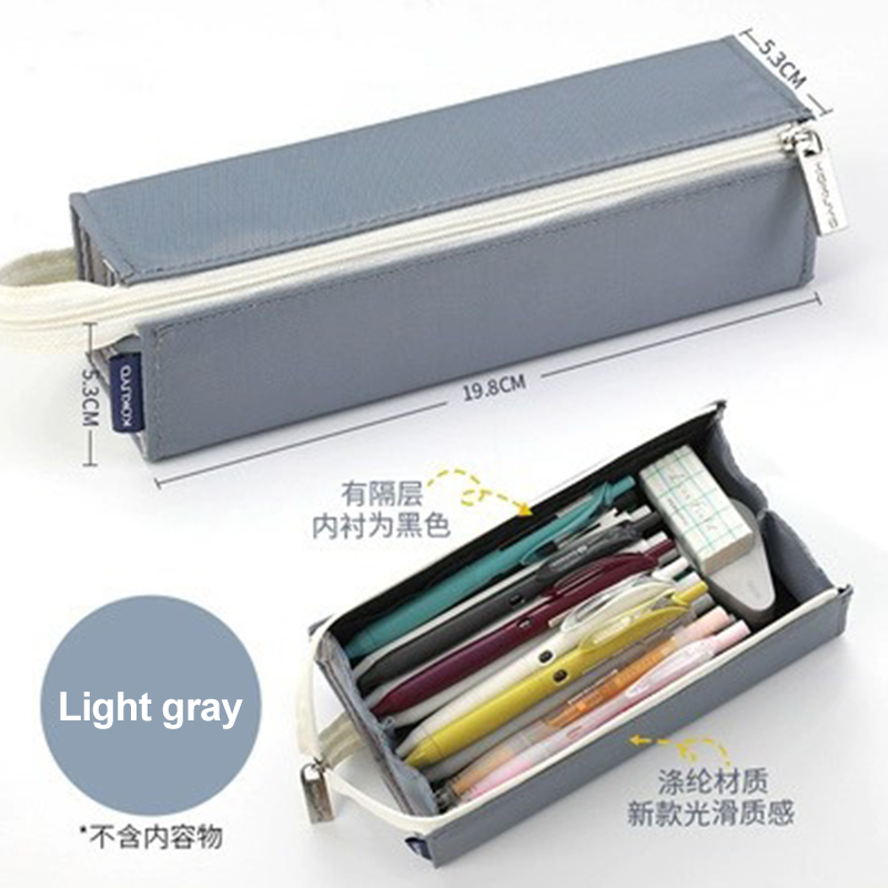 Japan Kokuyo etui vierkant grote opening kan worden uitgevouwen student leren etui grote capaciteit schoolbenodigdheden: Gemengde kleur
