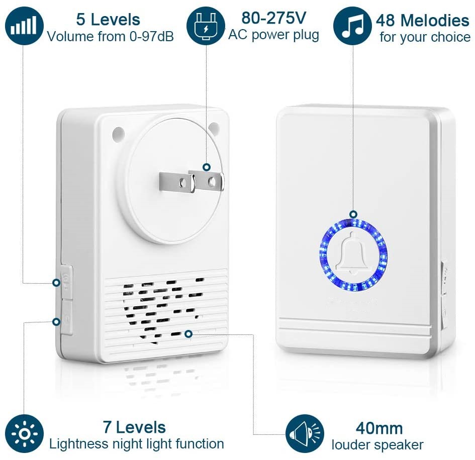 Onvian dør åben sensor klokke 180m rækkevidde trådløs dør alarm vindue og dør sensor dør indgang klokke hjem sikkerhed 48 klokke