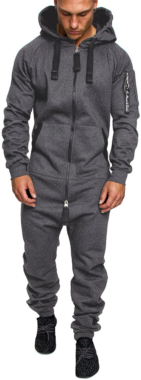 Syksy ja talvi tyyli miesten hupullinen fleece-haalari naamiointi käsivarsi vetoketju rento puku miehille setit: B / M