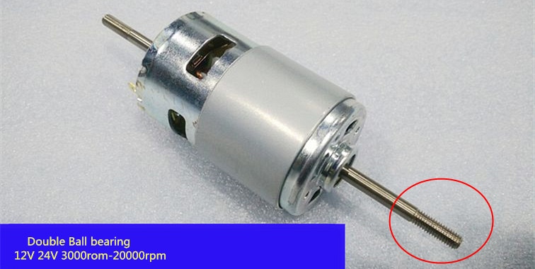 RS-775 DC Motor- Doppel welle kugellager 12V 24V 3000Rom ZU 20000rpm gewinde LANGE welle Motor-