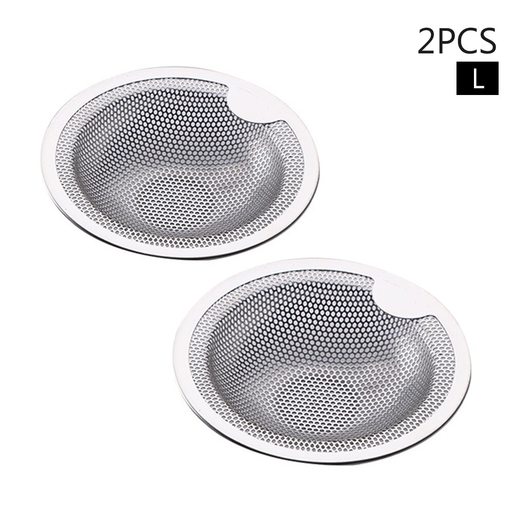 2pcs/pack Strainer Stopper Cover Mesh Sink Drain Catcher Universal Home Kitchen Waste Stainless Steel Bathroom Food Filter Plugs: L