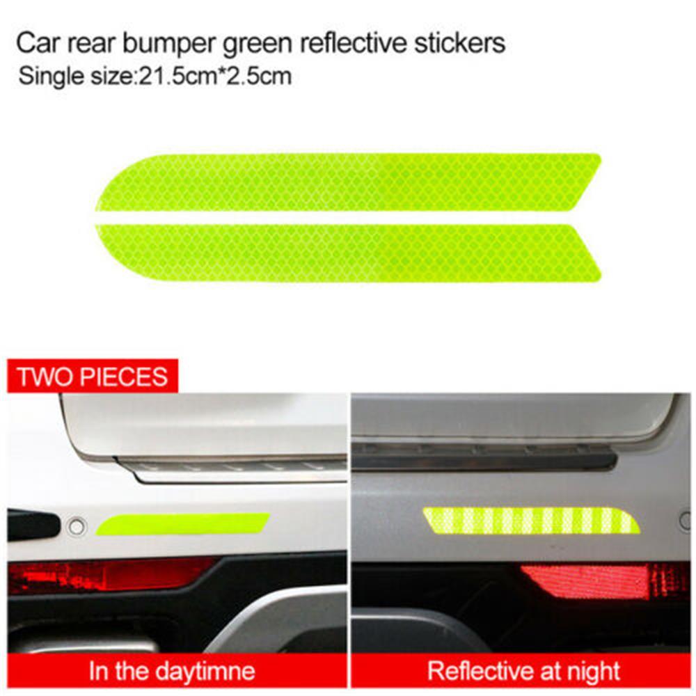 Bande réfléchissante pour voiture, 2 pièces, autocollant d&#39;avertissement de sécurité pour véhicules, accessoires de voiture: fluorescent yellow
