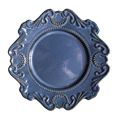 Kreative Barock Keramik Geschirr Gericht Westlichen Lebensmittel Erzähler Salat Schüssel Suppe Schüssel Weiß Glasur Geprägt Juni Teng Serie: Tz-233c97 Blau