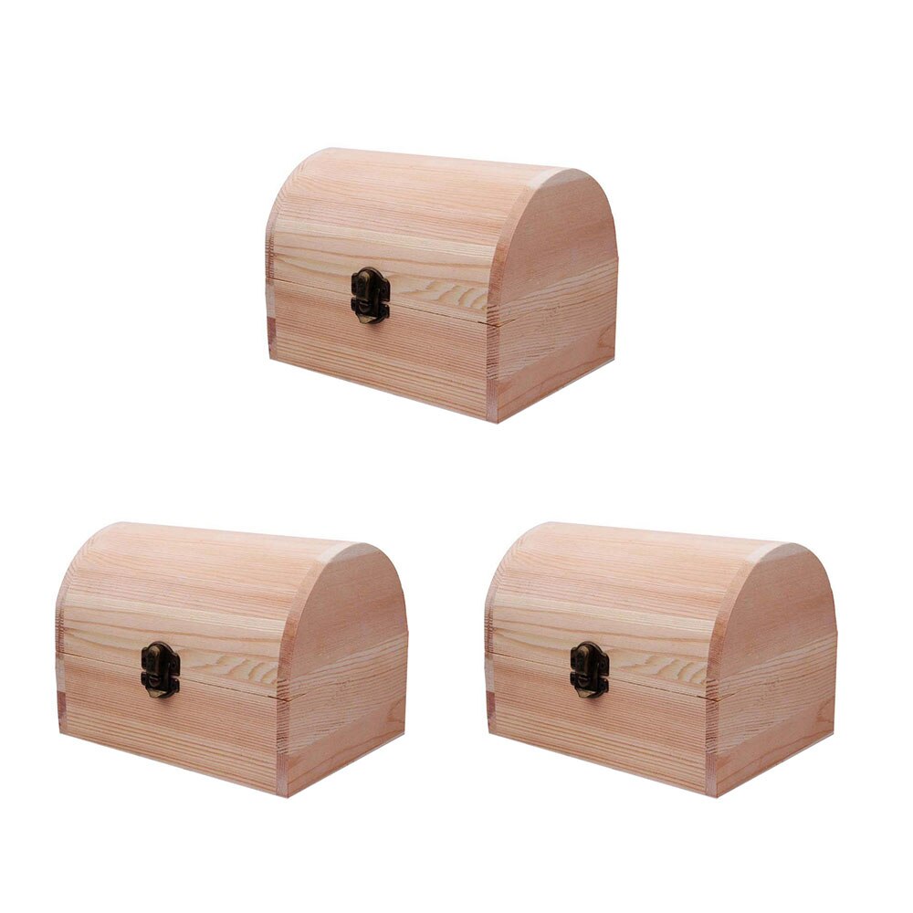 3 Sizes Solid Wood Arched Box DIY Painted Blank Handmade Wood Storage Box Home Decoration