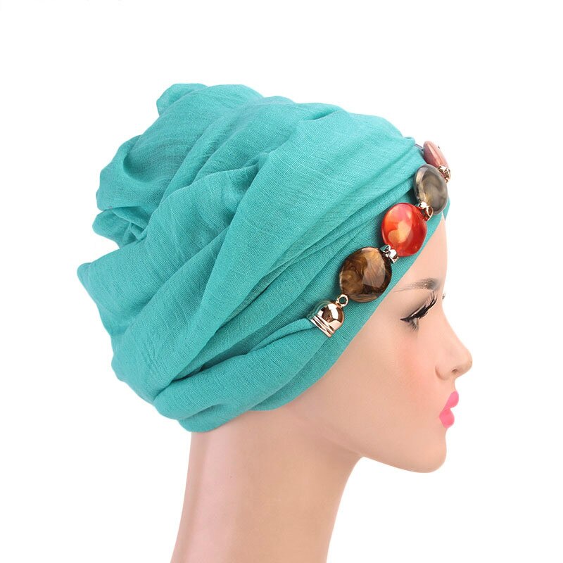 femmes multi-style bijoux collier perles écharpe Hijabs chapeau Voile dame intérieure Hijabs Turban casquette tête musulmane foulards Hijab