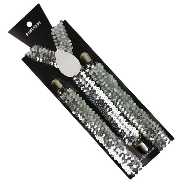 Unisex justerbare clip-on seler elastisk guld og sølv seler til mænd og kvinder: S4