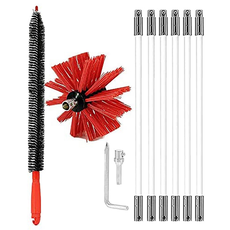 Dry Vent Cleaning Brush Kit, Lint Remover For Dryer Duct -Fireplace Chimney Cleaning Brush With Long Flexible Rods