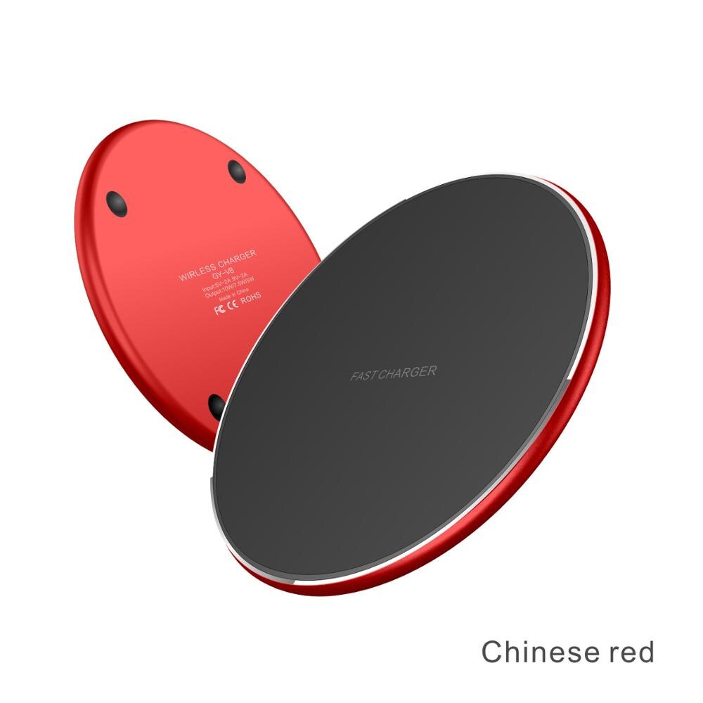 1pc 10W Qi Wireless Charger For iPhone 11 Pro Xs Fast Charging for Samsung Xiaomi Induction Wireless Charging mirror Pad: Frosted Red