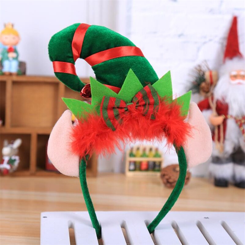 Rød fjer pandebånd alf ører lille spids hat pandebånd jul fest dekorationer fest cosplay dekorative pandebånd: Med ører