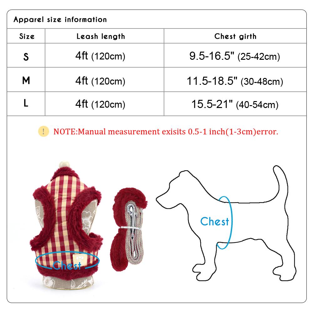 Warm Hond Harnas Chihuahua Yorkshire Kleine Honden Kat Harness En Leash Set Winter Hond Puppy Vest Zachte Fleece Gevoerde Huisdier jas