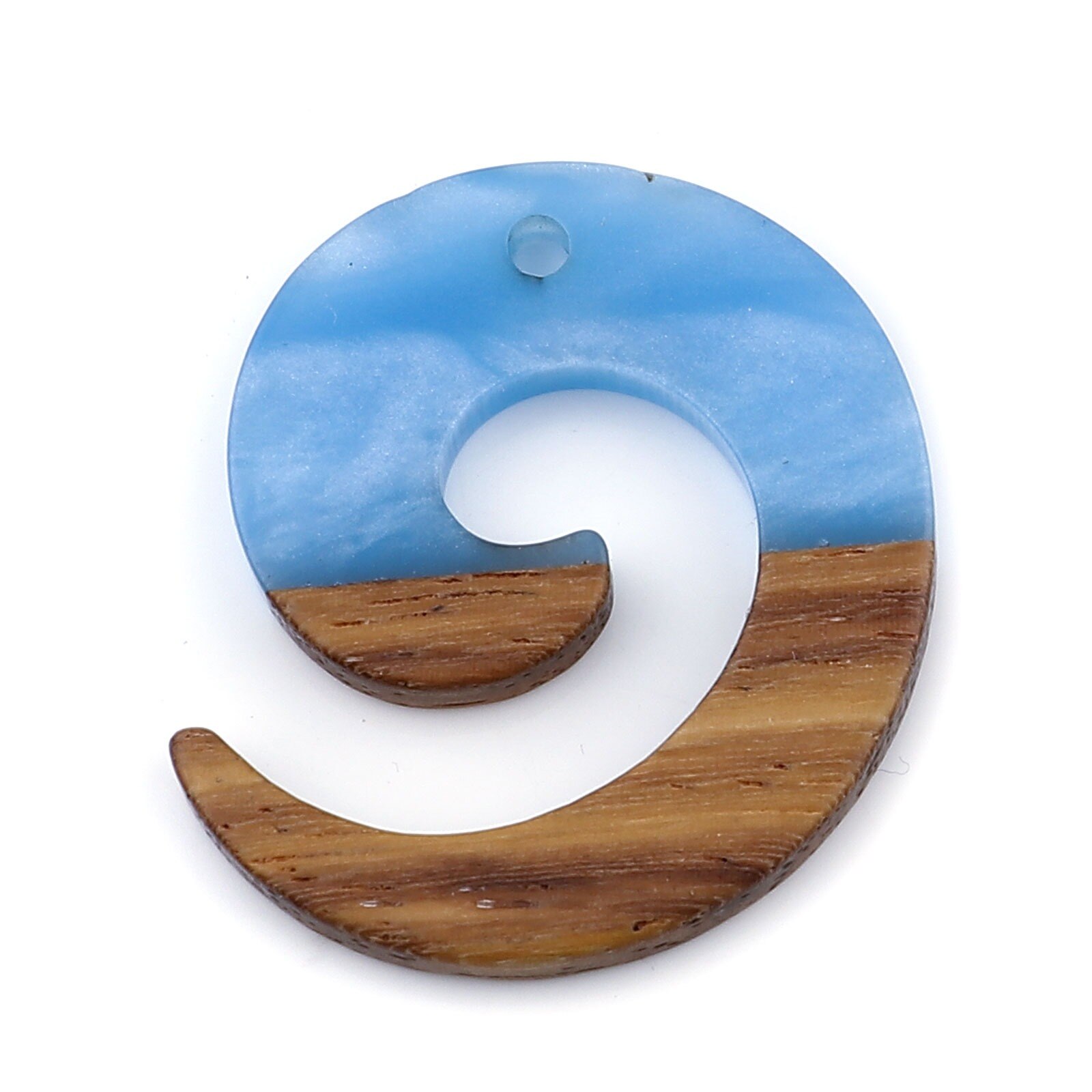 DoreenBeads – pendentifs faits à la main en résine et bois naturel, breloques tourbillon pour fabrication de boucles d'oreilles, bijoux 28x24mm, 3 pièces: Blue