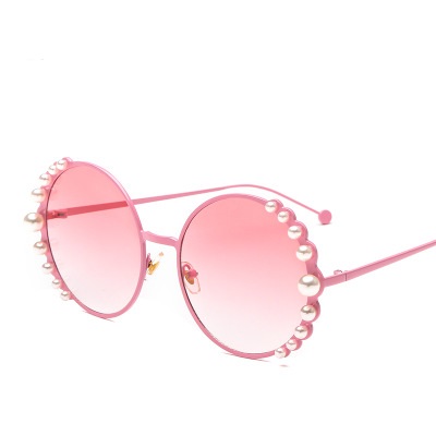 Gafas de sol COOLSIR para mujer, lujosas gafas de sol de perlas, gafas de sol redondas Vintage para mujer, gafas de sol de Metal dorado UV400