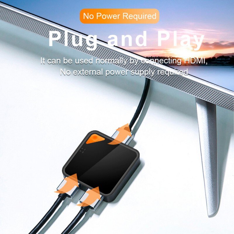 Vedio High Speed Screen Splitter 2 In 1 Out Bi Direction HD 4K Port Home Office HDMI Switcher Sharing Monitor Plug And Play