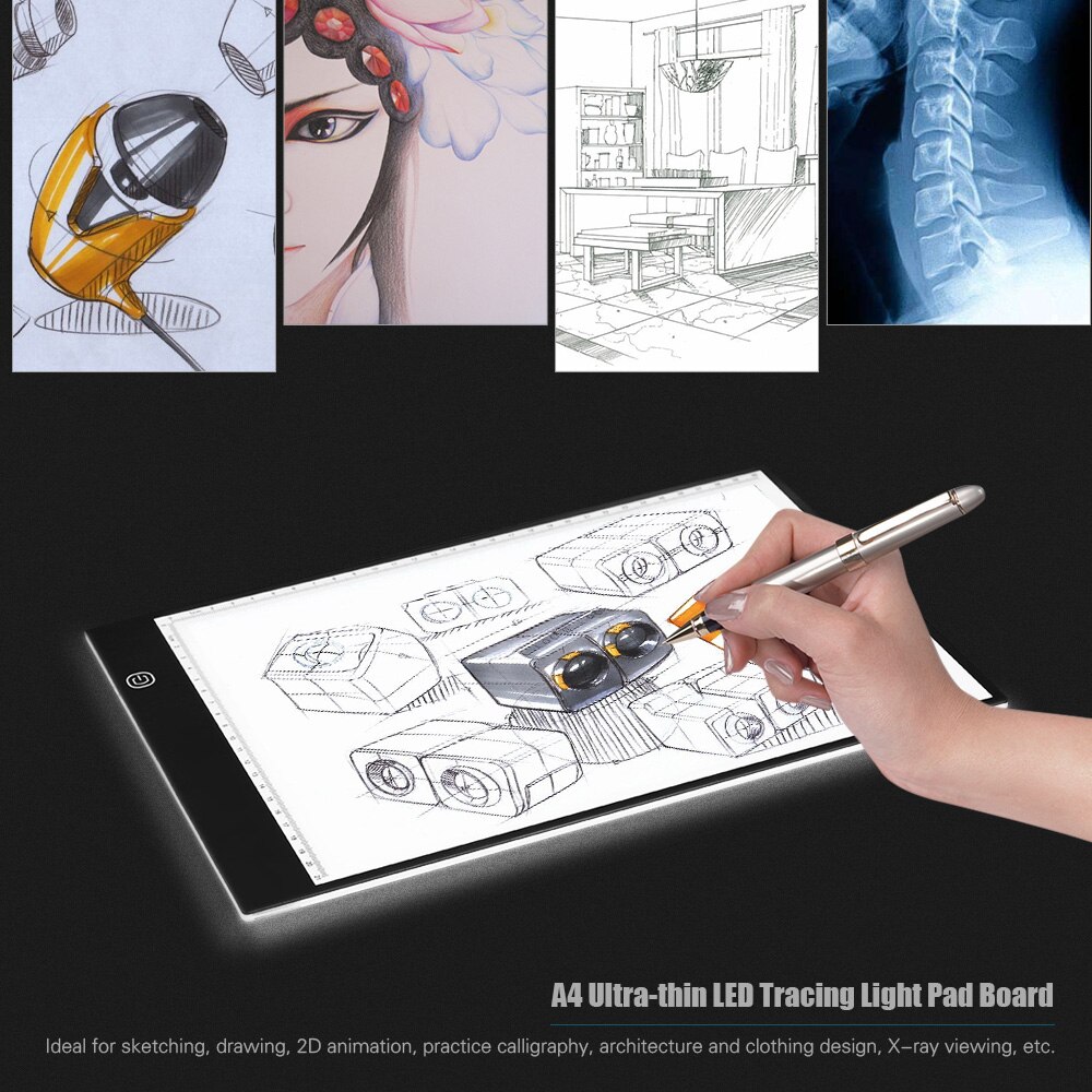 A4 LED Light Box Tracer Ultra-thin USB Powered Tracing Light Pad Board 3 Level Adjustable Brightness Animation X-ray Viewing