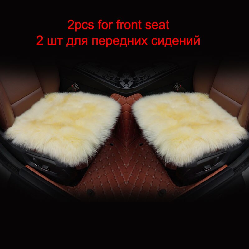 ROWNFUR Bont Schapenvacht Stoelhoezen Warm Universal Auto Stoelhoezen Interieur Beschermende Zitkussen Auto Cover Matten: yellow 2 front