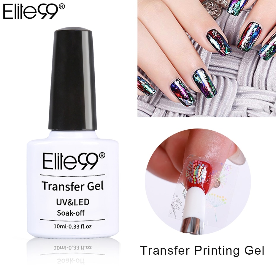 Elite99 10ml Nail Art Transfer Gel Lak Nagel Folie Zelfklevend Lijm Sterrenhemel Sticker Transfer Lijm Soak Off Gel verf Manicure