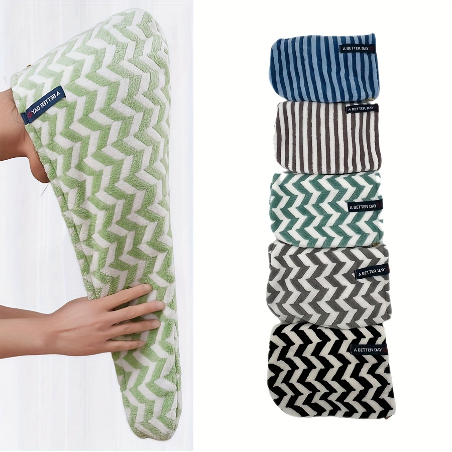 Serviette sèche pour cheveux en microfibre rayée, absorbante, douce au toucher, à séchage rapide, pour le bain, la plage et les voyages