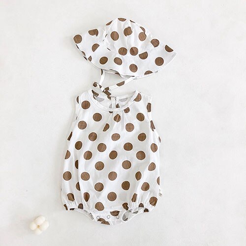 Milancel zomer babykleding coole babymeisjes bodysuits linnen baby jongens jumpsuits mouwloos stippen baby outfit: Beige / 3-6m