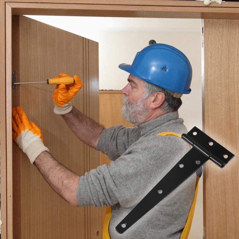 6 Pack Heavy Duty Tee Hinge, 150Mm 6 Inch T Hinge Metal Strap Tee Hinge With Screws For Shed Doors, Garden Gate