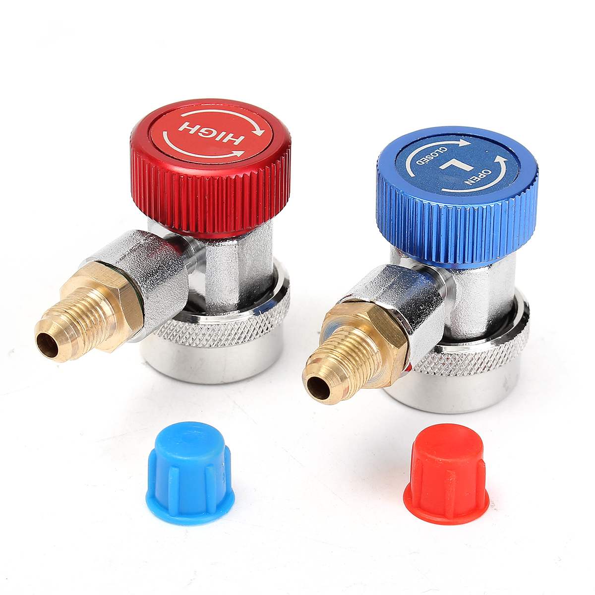 R134A High Low Quick Coupler Connector Adapters Type AC Manifold Gauge Auto Set for A/C Manifold Gauge Brass Adapter: pair