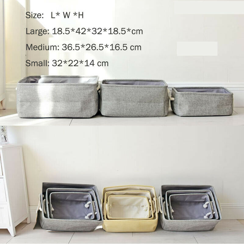 Folding Square Storage Basket Box Wardrobe Cube Drawer Organizer Cloth Basket