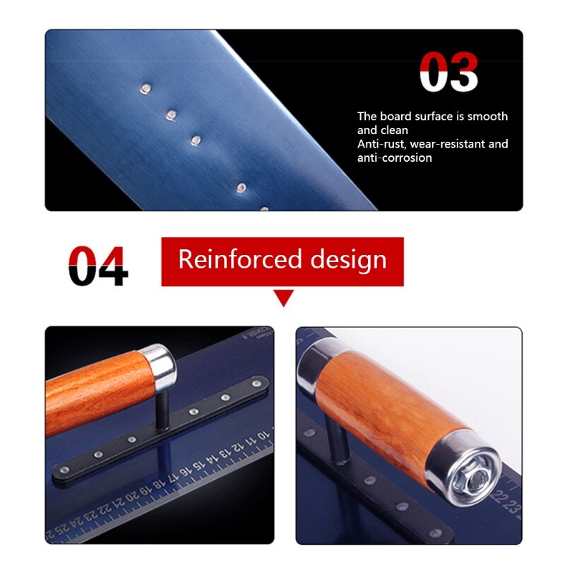 Metal Stainless Steel Wooden Handle Plastering Coat Float Trowel Structure Concrete Spatula Tool 28x11x11.5/28x10x11cm M4YD