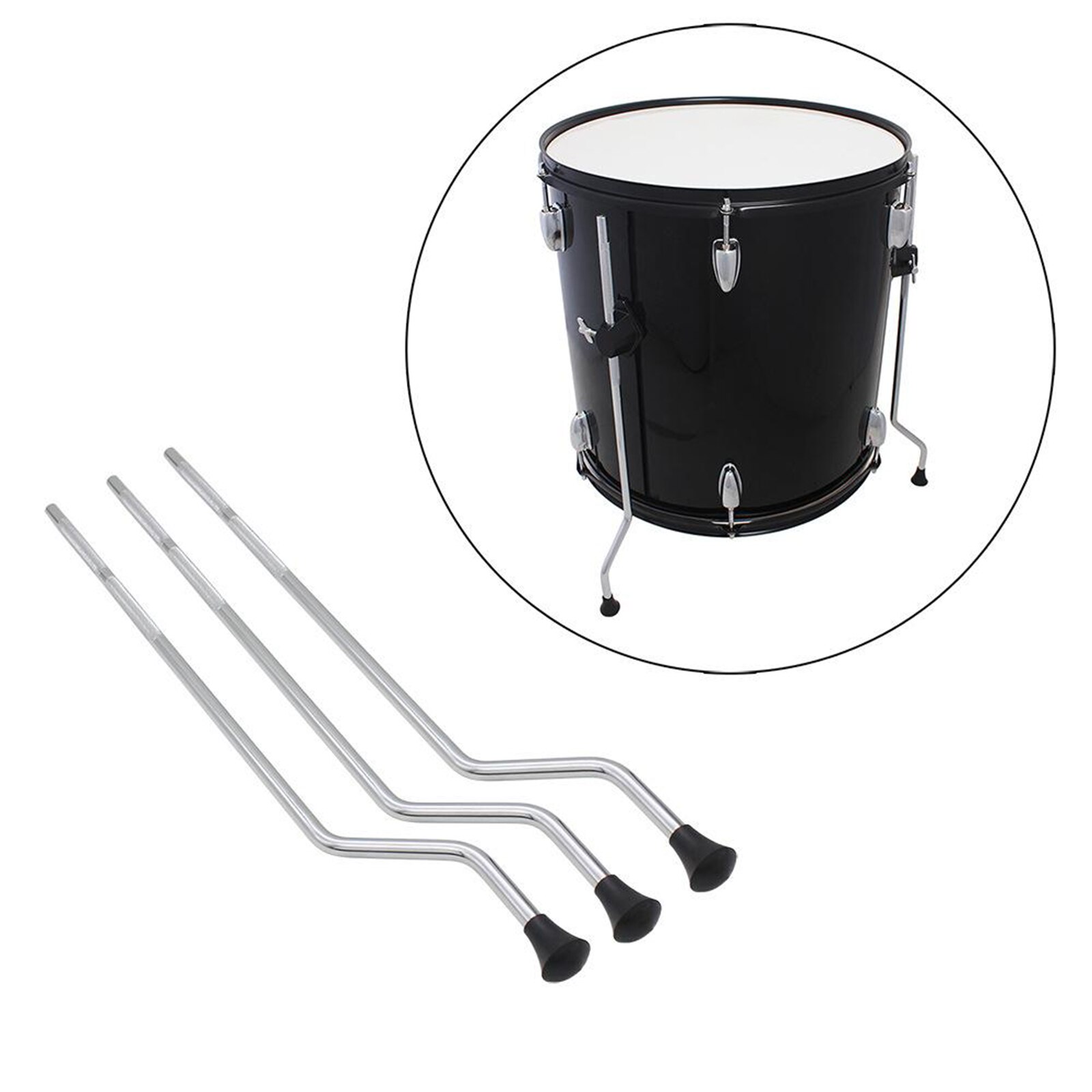 3Pcs Metal Floor Tom Drum Benen Houder Rubber Voeten Verstelbare Tom Drum Stand Benen Anti-Roest Non-slip Percussie Onderdelen Diy
