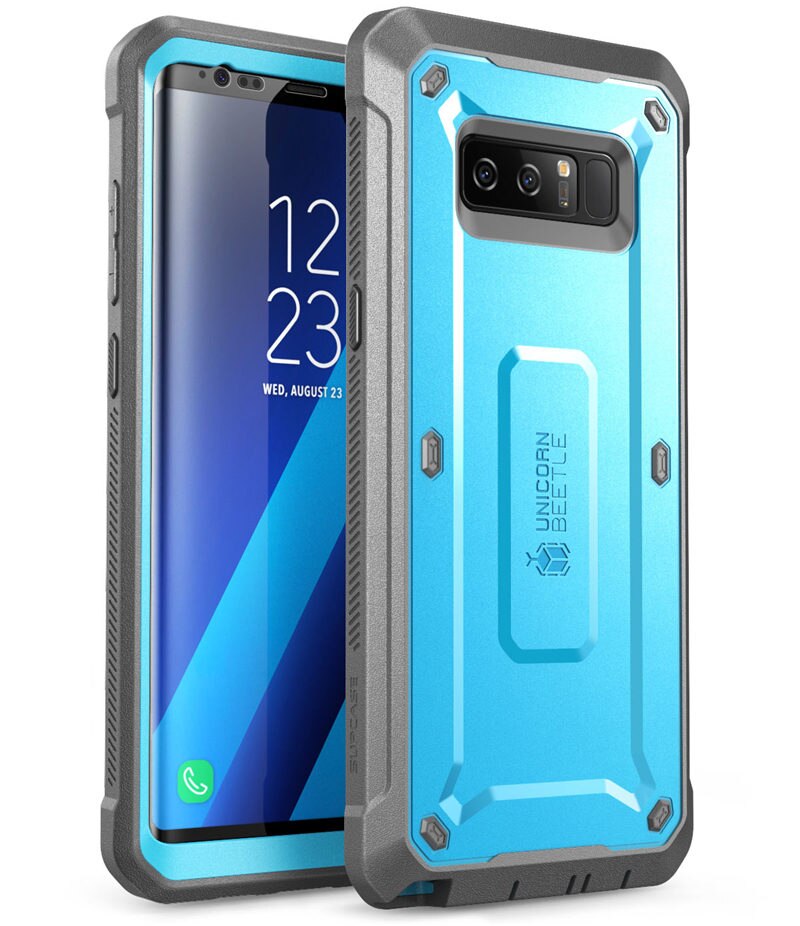 Supcase para samsung galaxy note 8, capa protetora, dobrável, com protetor de tela: Blue