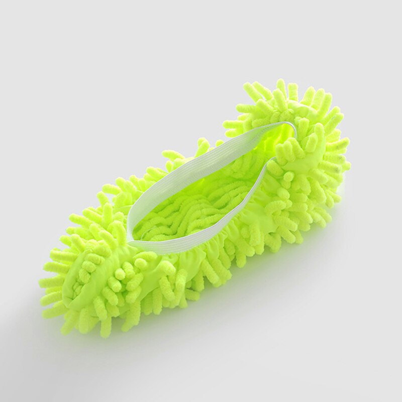 Chenille Dust Mop Slippers Foot Socks Caps Floor Cleaning Lazy Shoe Dust Hair Cleaner For Utensils Accessories Towel Microfiber: Green / 2 piece