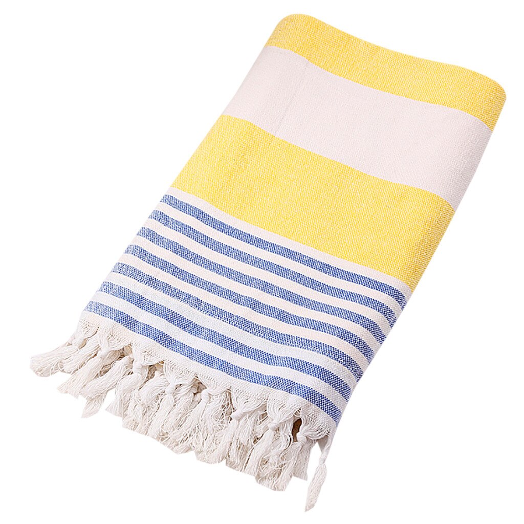 Ouneed Adult Bath Towel Cotton Turkey Simple Stripe Pattern Fringe Beach Towel Stained Jacquard Towel Bath Towels